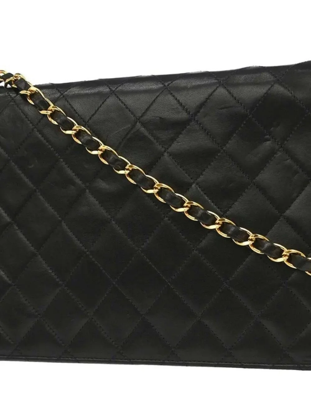 Chanel Black Lambskin Pushlock Small Half Flap Shoulder Bag 197414
